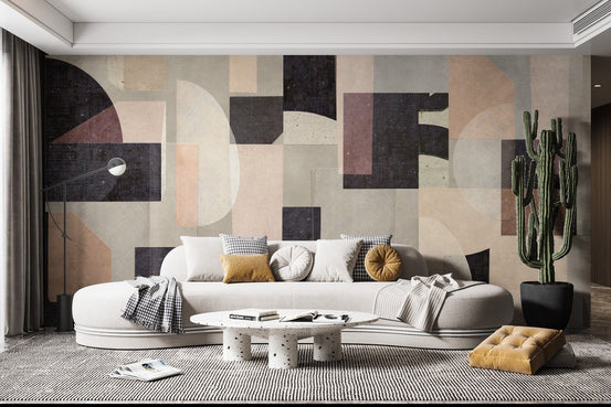 Neutral geometric abstract art wallpaper
 B748
