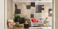 Soft-tone geometric wall mural
