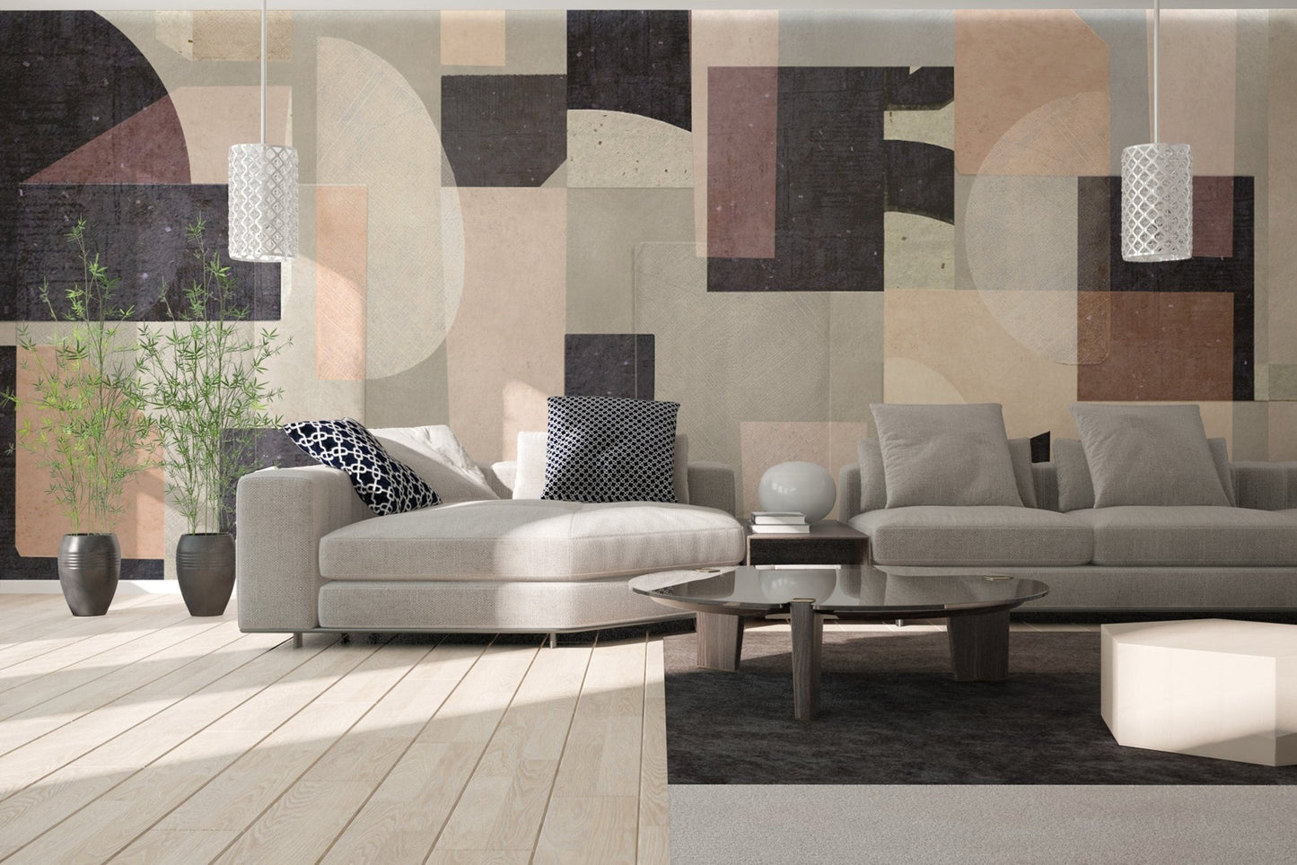 Contemporary abstract shapes wallpaper
