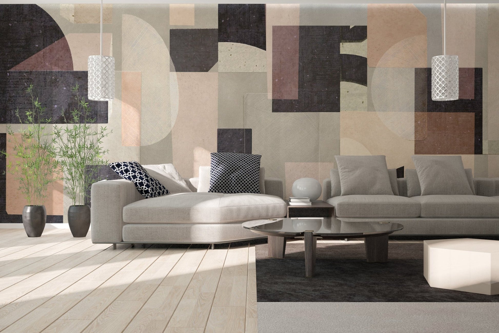 Contemporary abstract shapes wallpaper
