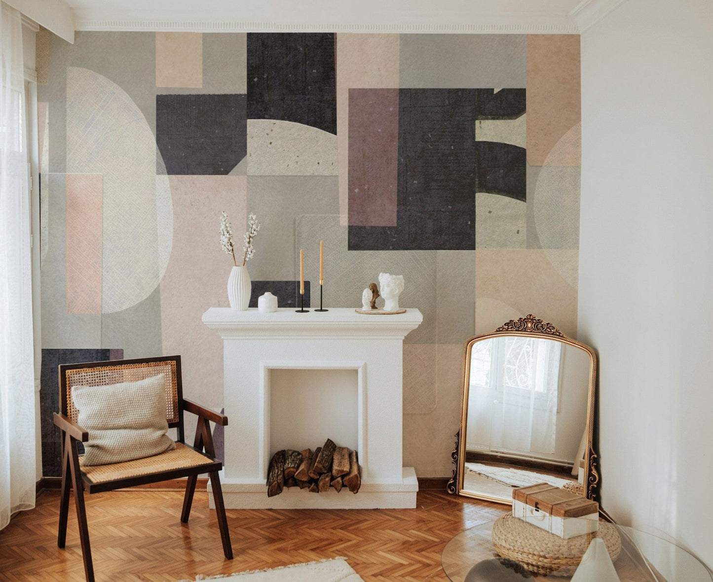 Modern abstract geometric wall design
