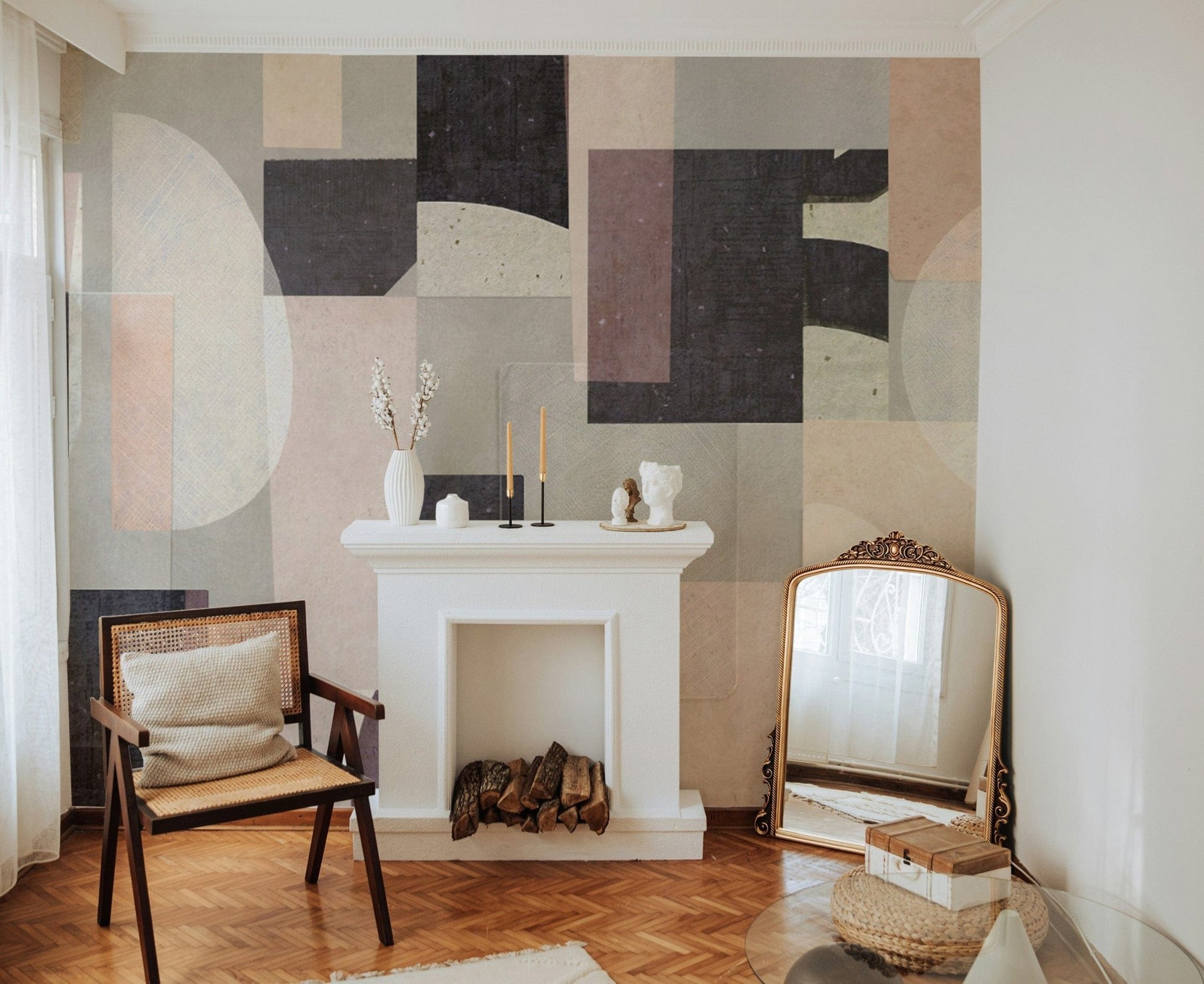 Modern abstract geometric wall design
