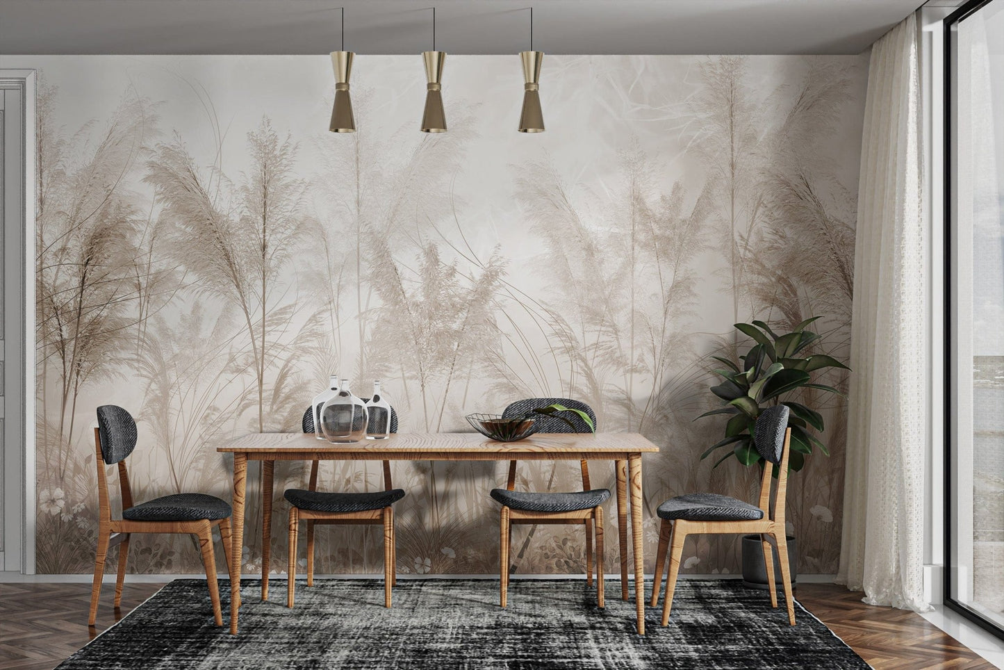 Neutral Wildflower Grassland Mural






