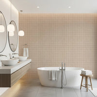 Light brown linen texture grid pattern wallpaper, GD8458