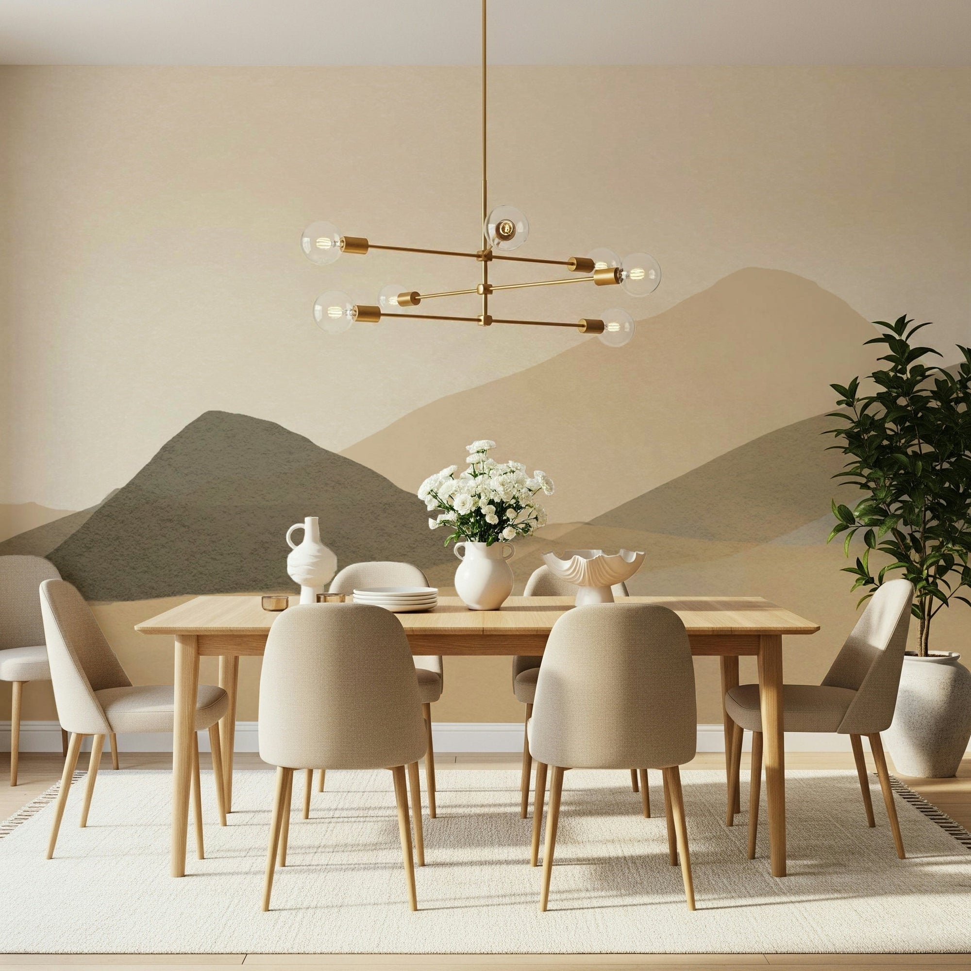 Neutral Hues: Mountain Range Serenity Wall Mural subtle landscape., GD6490