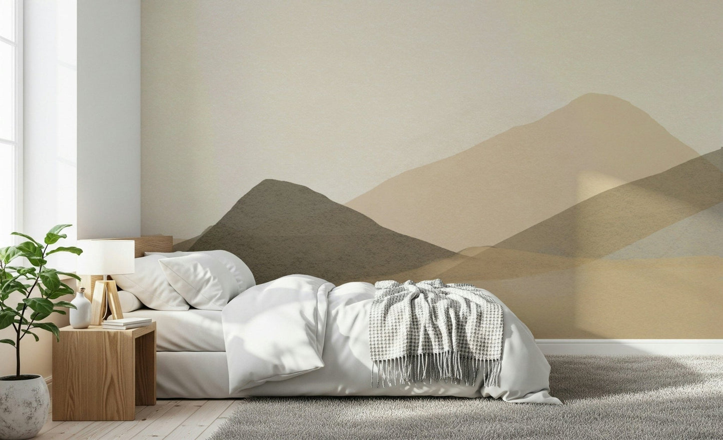 Washed beige mountain forms, Range Serenity Wall Mural., GD6490