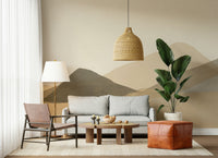 Modern minimal art, Neutral Hues: Mountain Range Serenity.