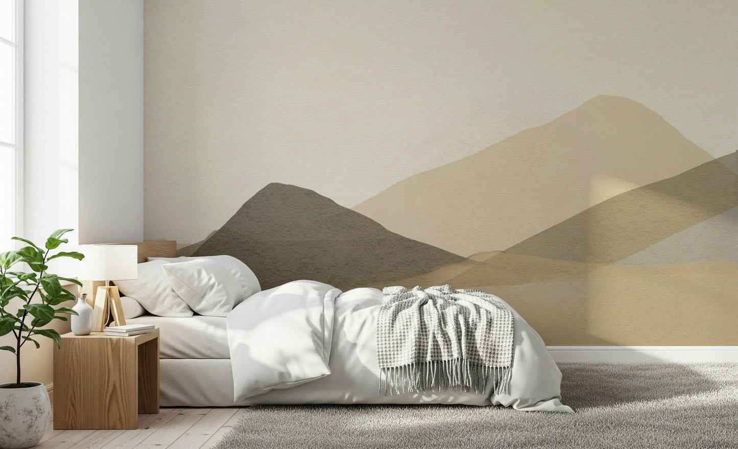 Washed beige mountain forms, Range Serenity Wall Mural.