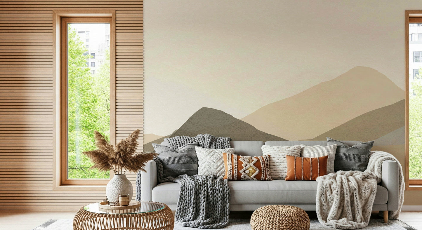 Wallpaper mural neutral tans, Neutral Hues mountain view.