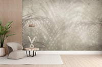 Neutral-toned leaf wallpaper for interiors