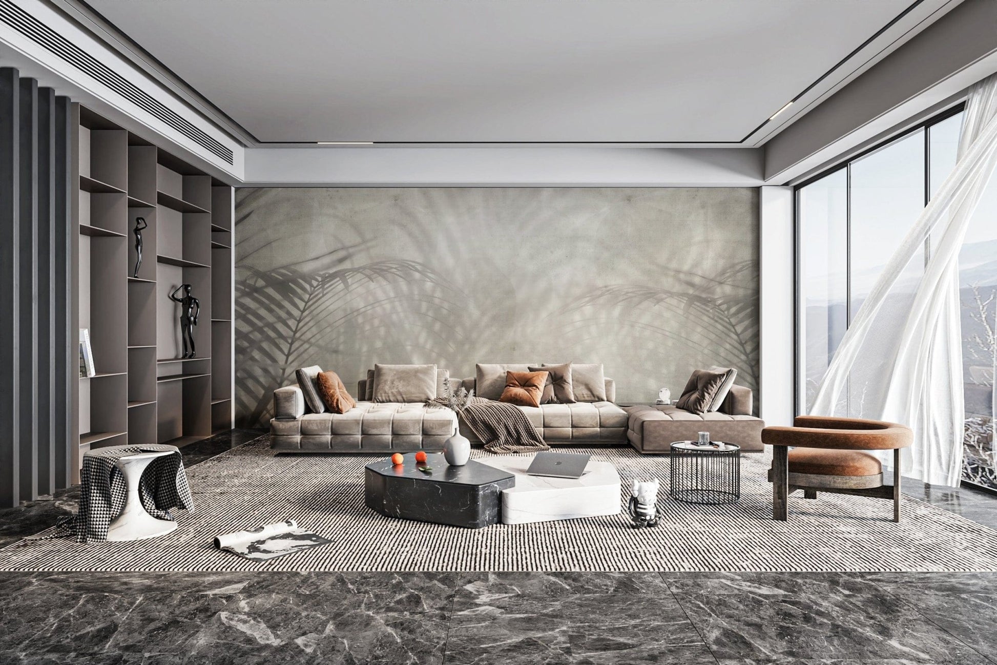 Nature-inspired neutral palm leaf wallpaper
