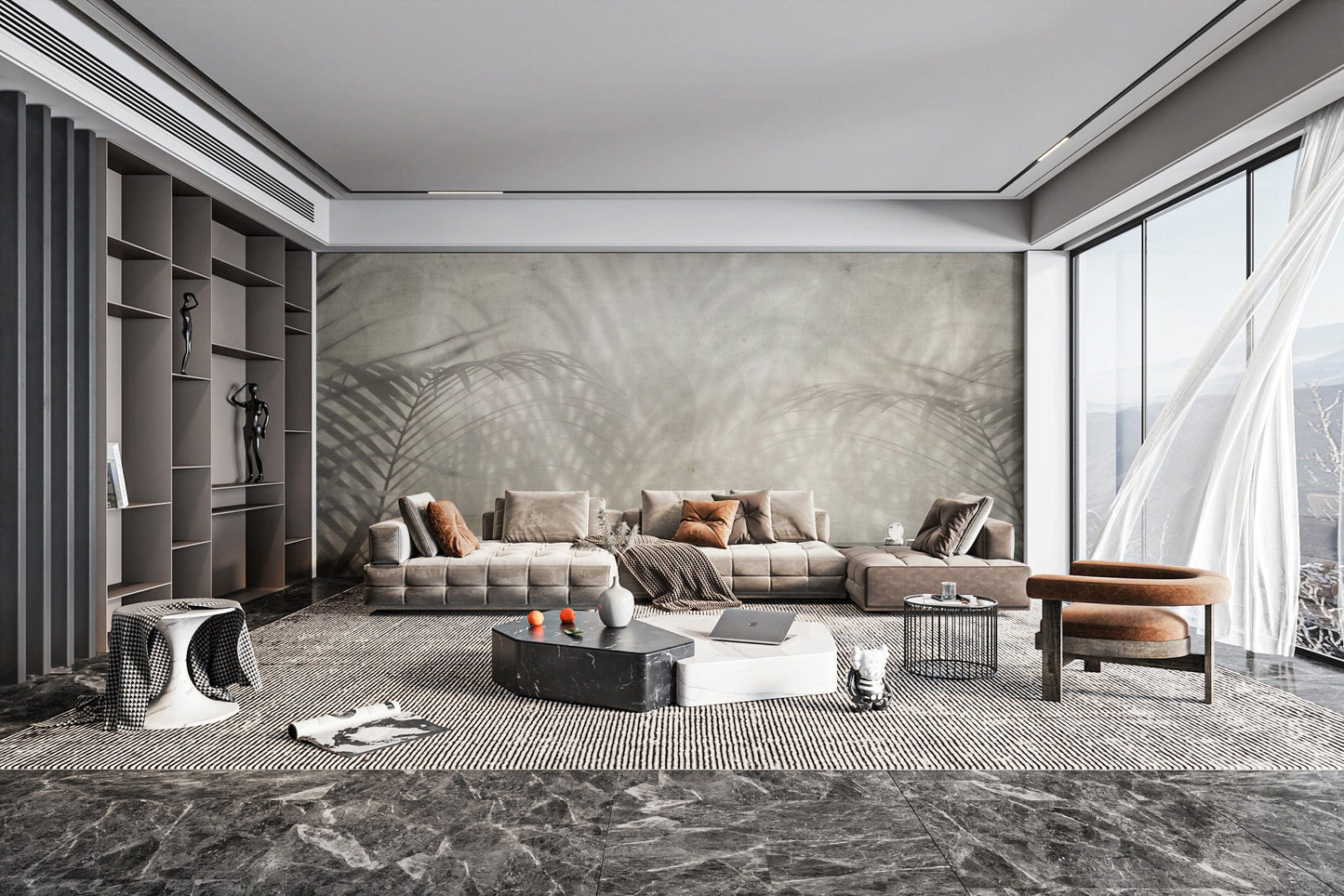 Nature-inspired neutral palm leaf wallpaper
