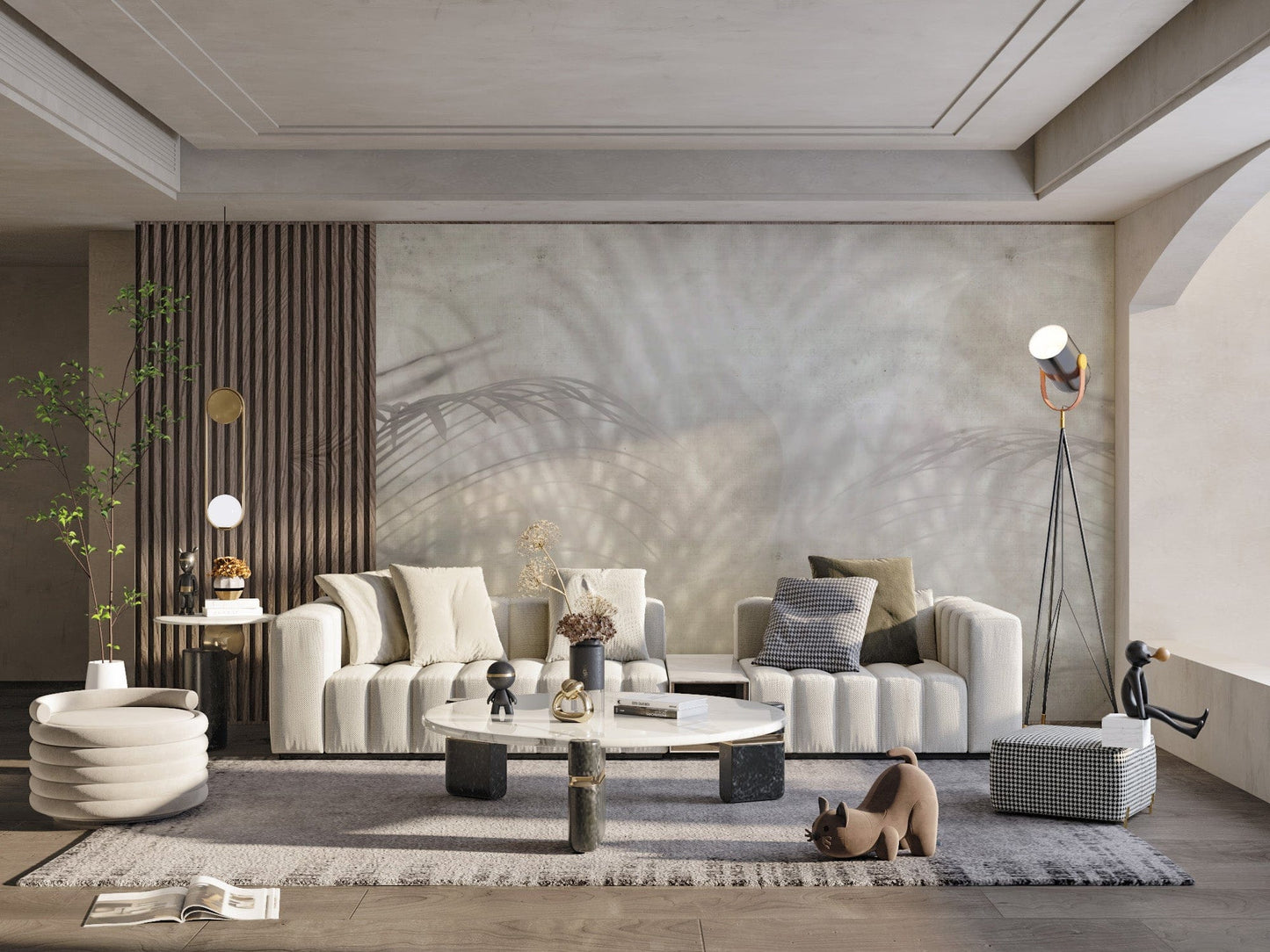 Elegant palm leaf wallpaper in soft hues
