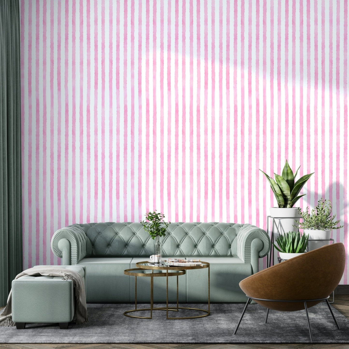 Gentle watercolor effect in striped design
