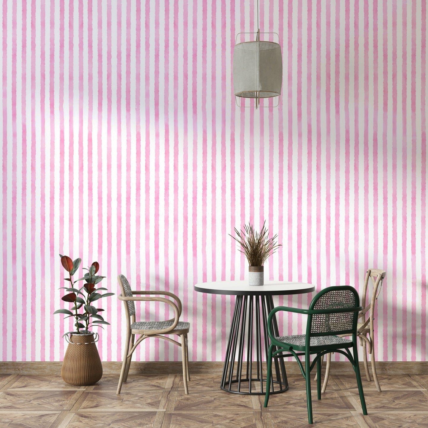 Serene pastel striped mural for cozy spaces
