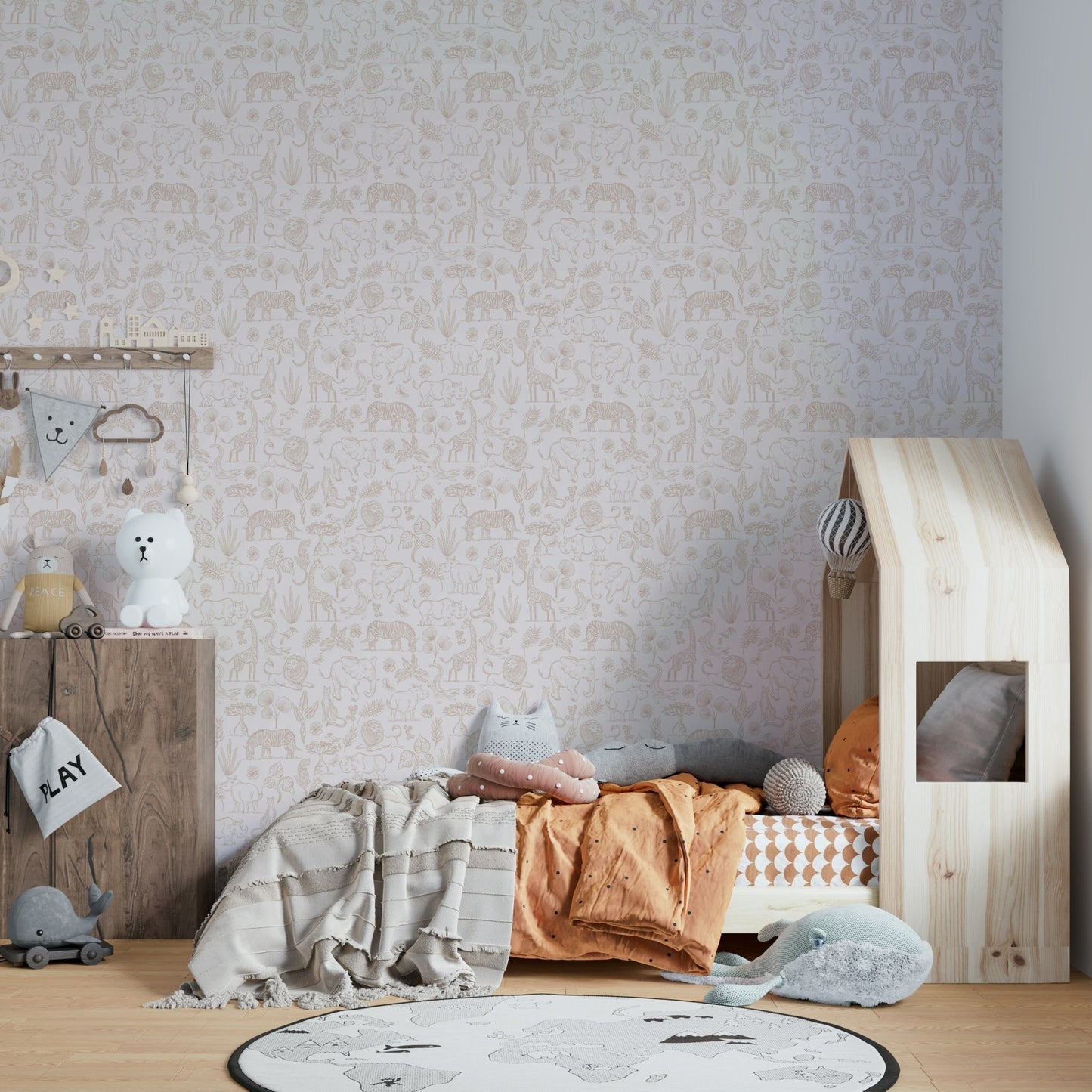 Gentle color palette animal wallpaper for walls

