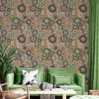 Scandi Round Flowers wallpaper for a modern living room.

