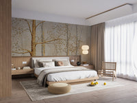 Gold Background Green Leaves Wallpaper A326