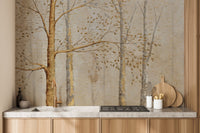 Gold Background Green Leaves Wallpaper - Giffywalls A326