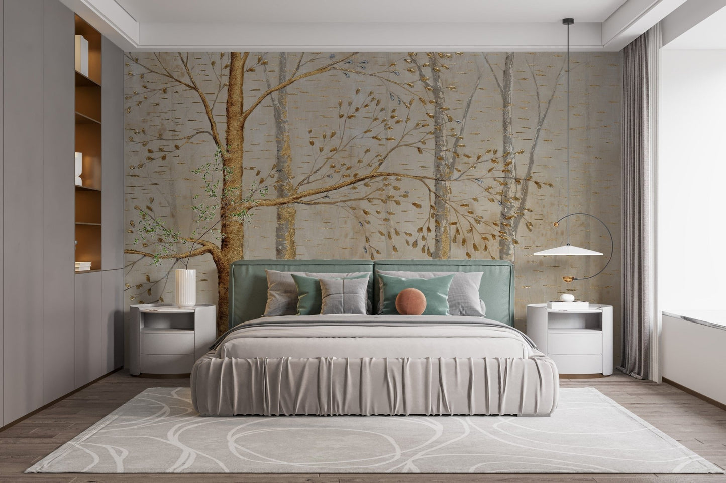 Gold Background Green Leaves Wallpaper - Giffywalls A326