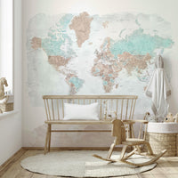 Watercolor map in neutral hues decor

