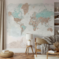 Soft neutral tones world map wallpaper

