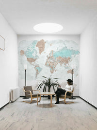 Minimalist neutral map wallpaper for walls

