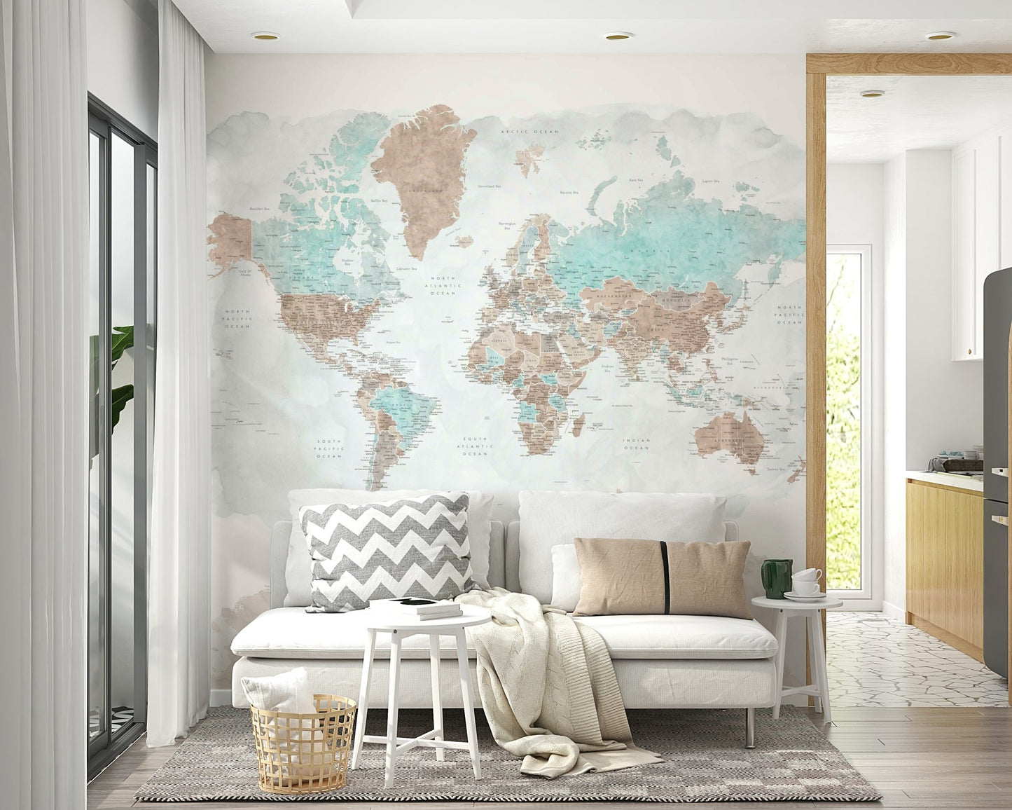 Minimalist neutral map wallpaper for walls

