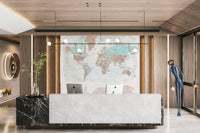 Neutral color world map wall mural

