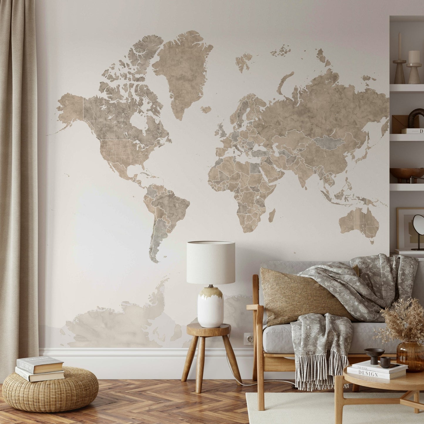 Watercolour globe map with details

