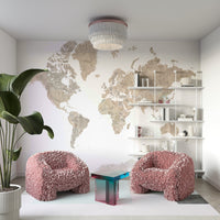 Pastel watercolour world wall mural

