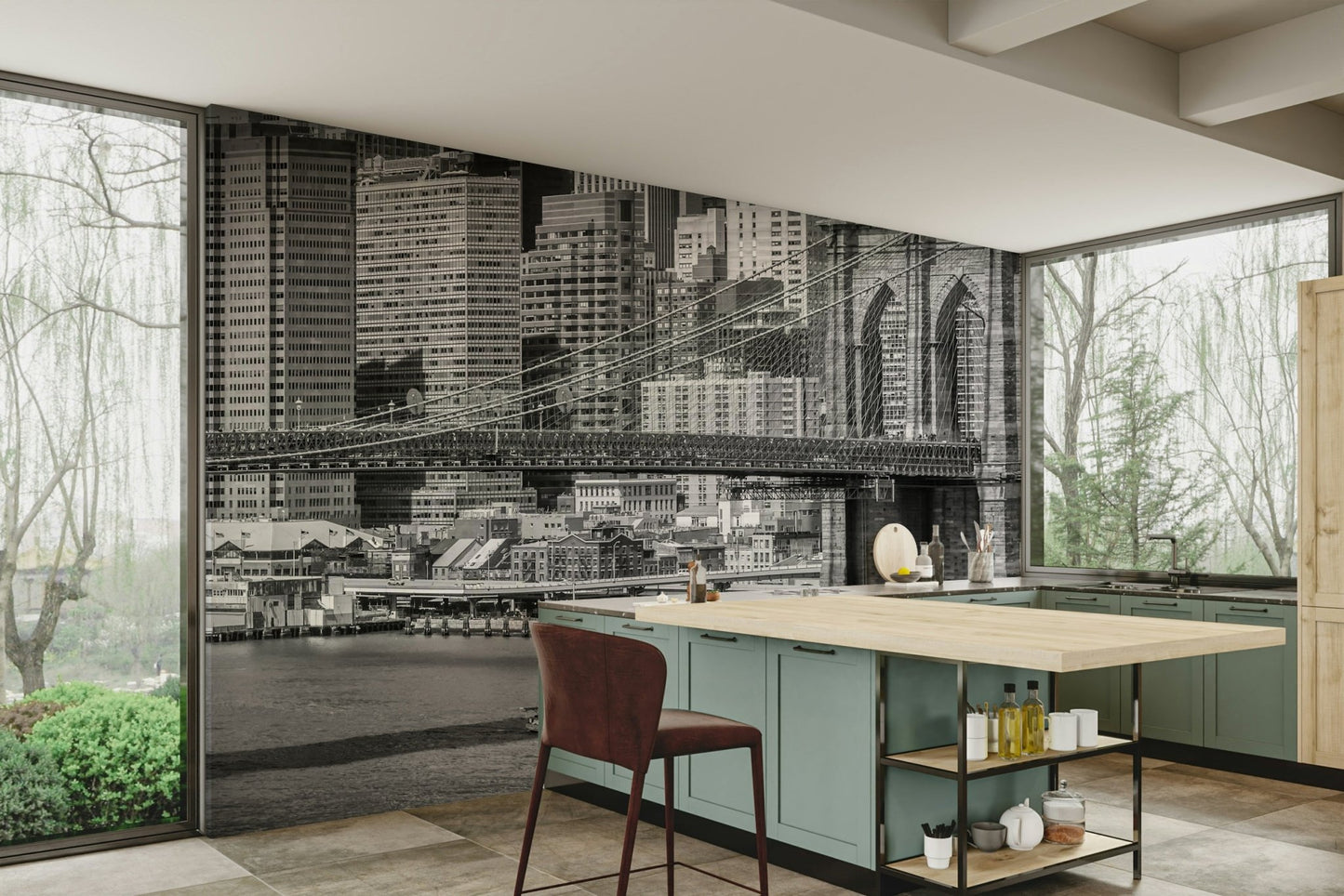 Iconic New York bridge mural in high resolution

