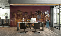 New York City skyline at night wall mural.

