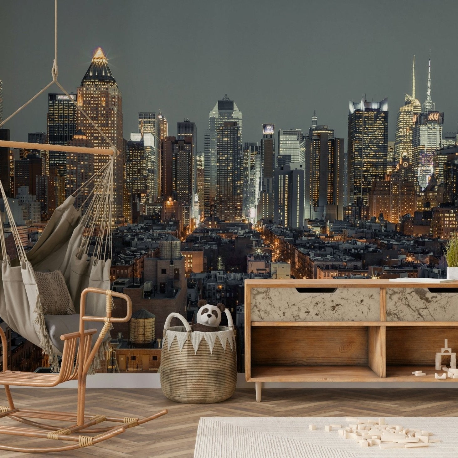 Bright lights of NYC at night wall decor, GD1891