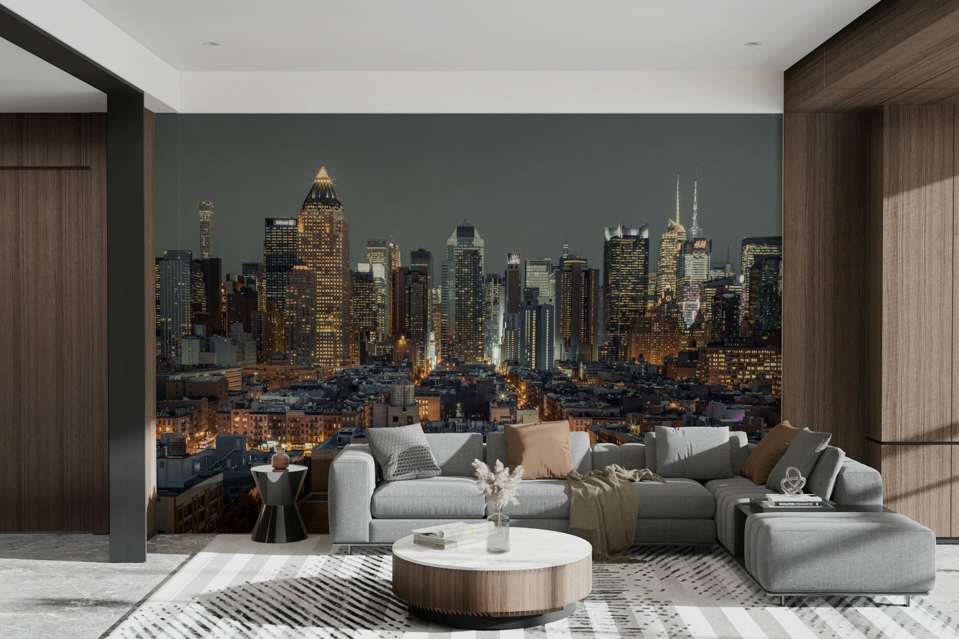 Iconic NYC skyline night wall mural, GD1891