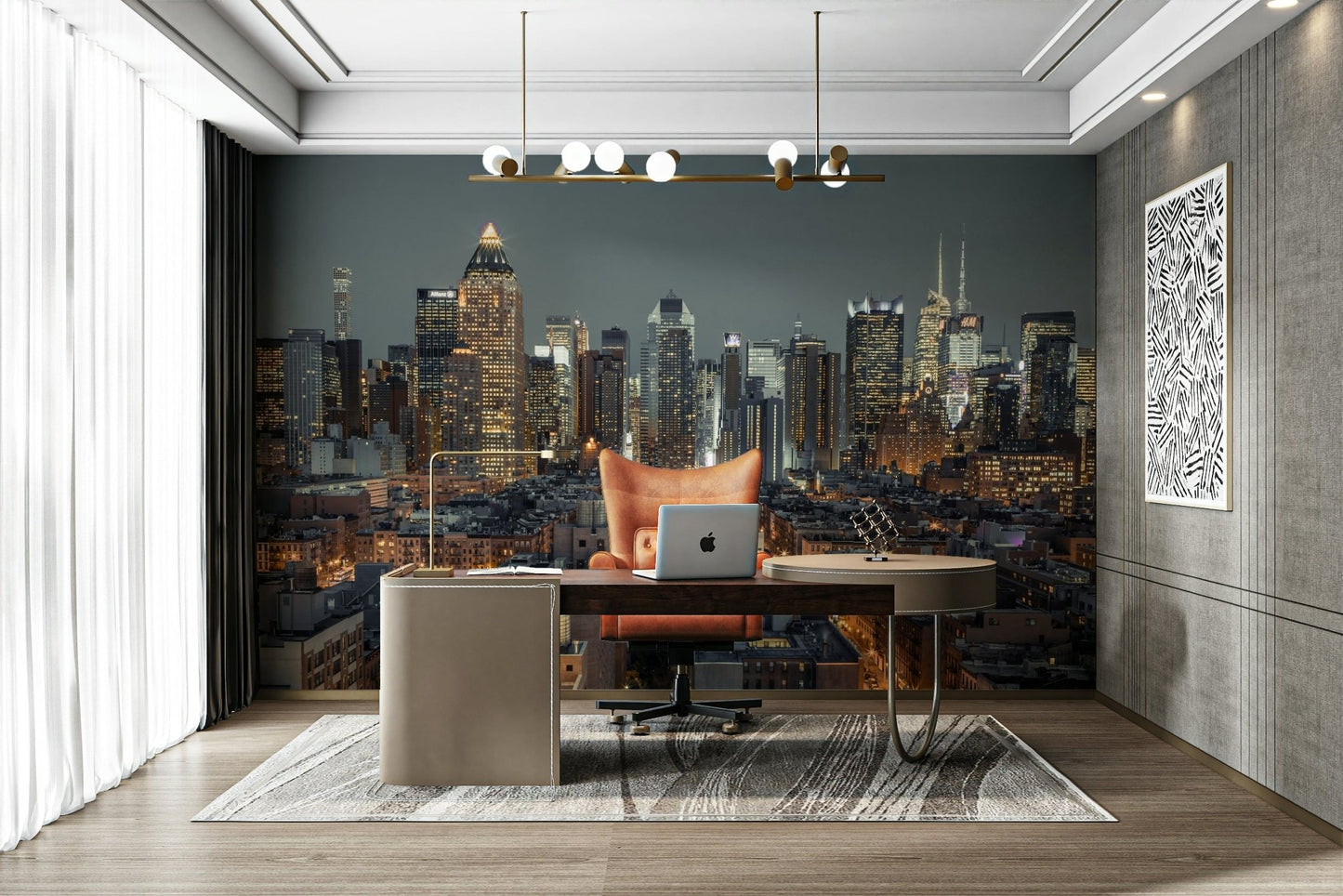 NYC lights glowing at night wall art, GD1891