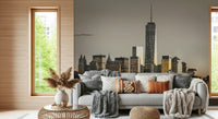 New York harbor view, subtle Glow effect wall mural, elegant decor wallpaper.