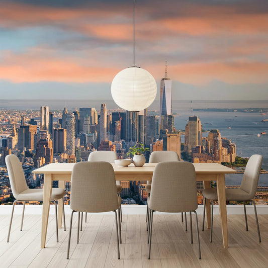 New York Dawn wall mural with pastel sky and sweeping cityscape