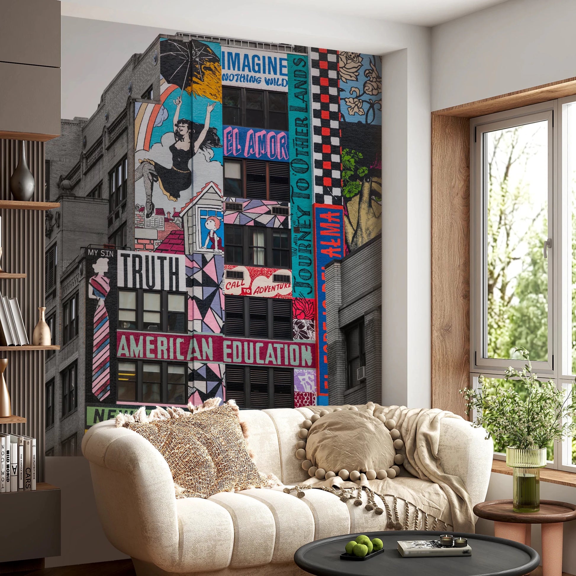 Hallway featuring New York Graffiti wall mural urban design
