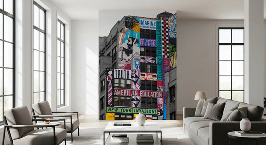 Hallway styled with New York Graffiti wall mural typography art
