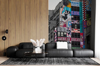 New York Graffiti wall mural with vibrant panels and sketches