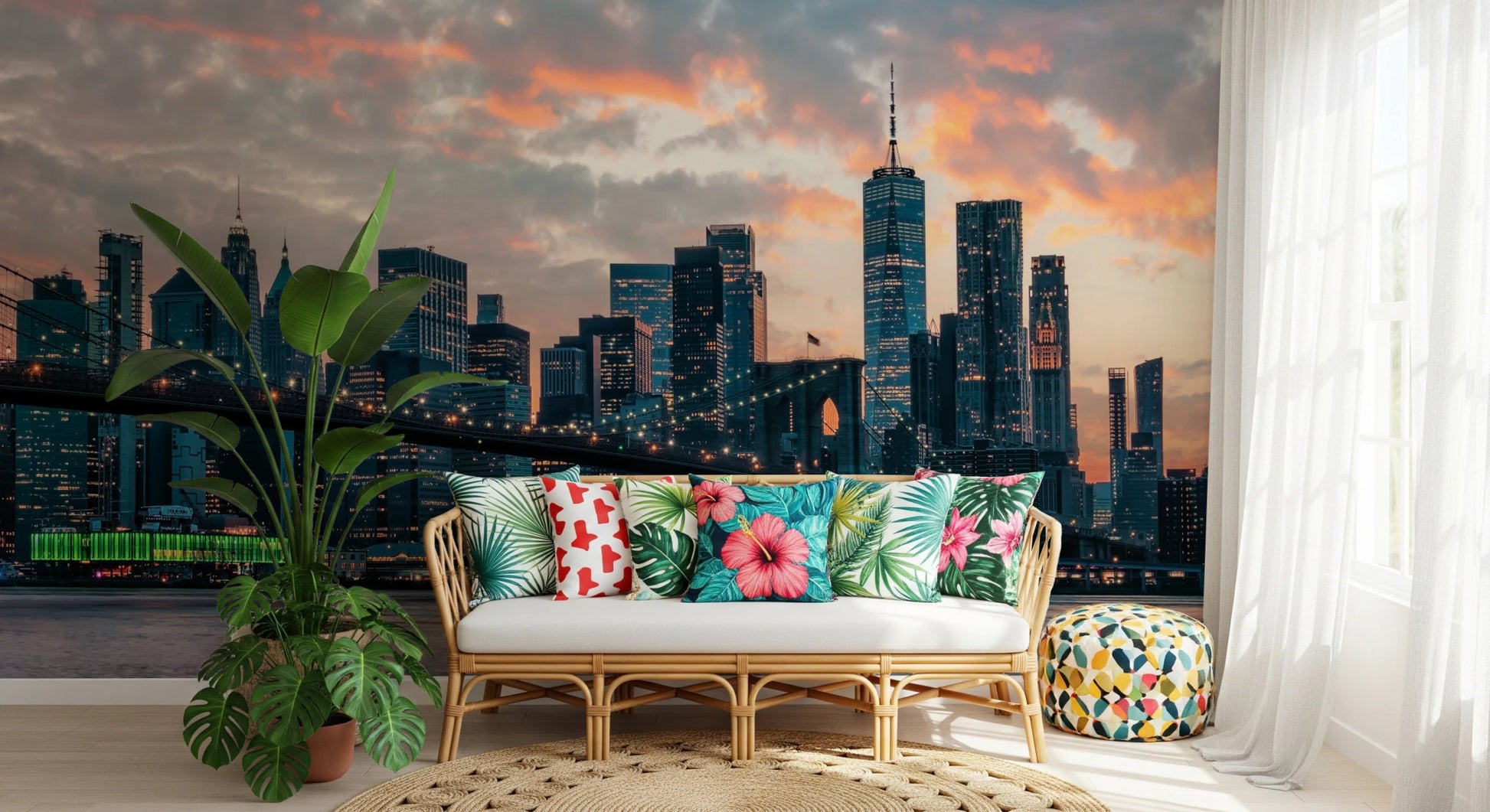 New York In The Evening Wall Mural