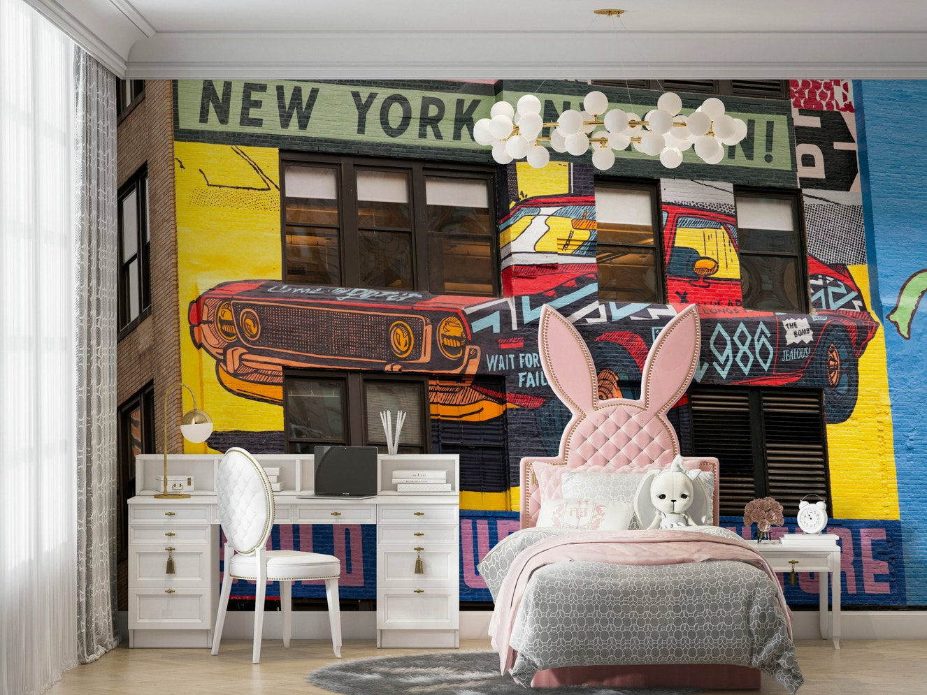 New York Invasion Wall Mural for urban home design

