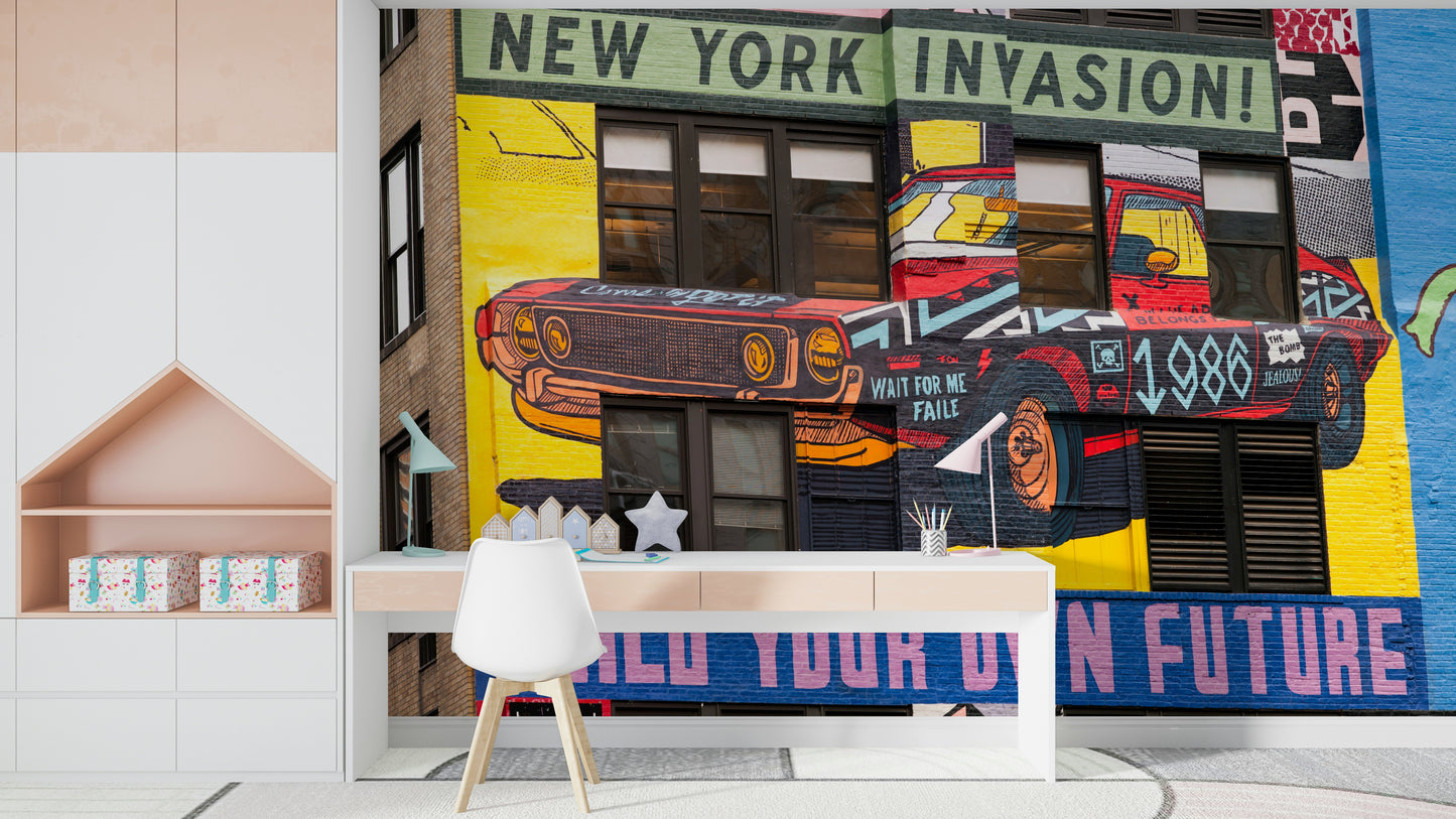 New York Invasion Wall Mural in contemporary design

