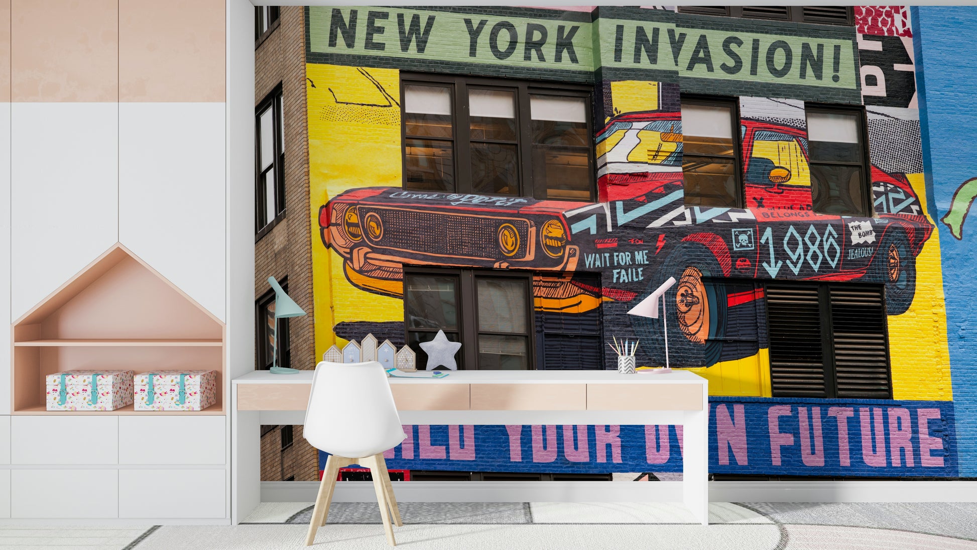 New York Invasion Wall Mural in contemporary design

