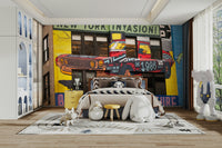 Modern wall mural featuring iconic New York skyline

