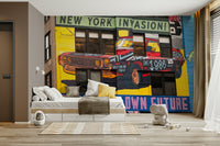 New York invasion wall art with vibrant city lights

