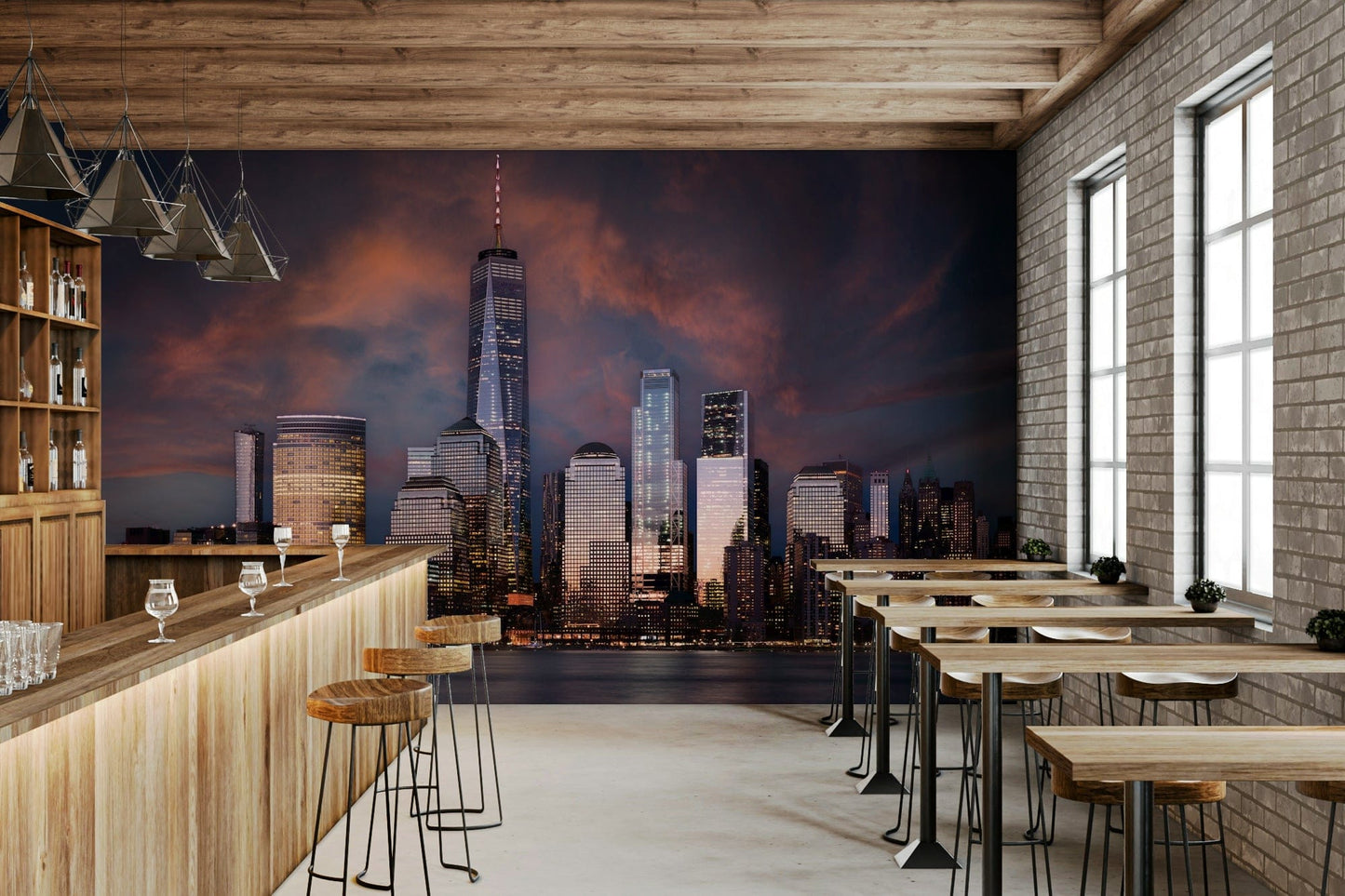 A beautiful modern art wall mural of delicate lines.