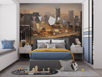 Hand-Painted New York Skyline Mural