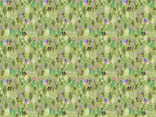 Butterfly Meadow Green Wallpaper